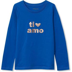 Lands’ End Girls Graphic Tee Shirt(Cobalt Ti Amo)