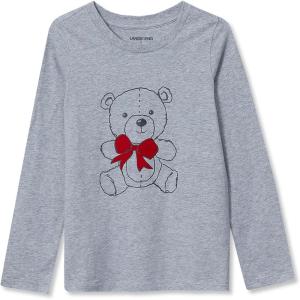 Lands’ End Girls Graphic Tee Shirt(Gray Heather Teddy Bear)