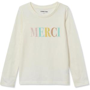 Lands’ End Girls Graphic Tee Shirt(Ivory Merci)