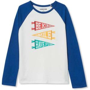 Lands’ End Girls Graphic Tee Shirt(Ivory Positive Pennants)