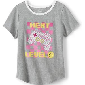 Lands’ End Girls Graphic Tee(Gray Heather Gamer)