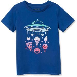 Lands’ End Girls Graphic Tee(Midnight Blue Space)