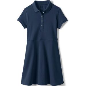 Lands’ End Girls Short Sleeve Interlock Polo Dress(Classic Navy)