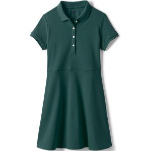 Lands’ End Girls Short Sleeve Interlock Polo Dress(Evergreen)