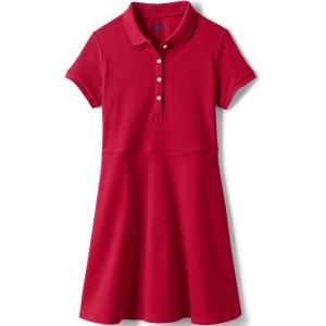 Lands’ End Girls Short Sleeve Interlock Polo Dress(Red)