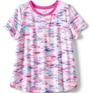 Lands’ End Girls Short Sleeve Performance Tee(Pink Multi Ikat)