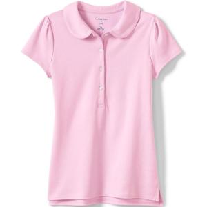 Lands’ End Girls Short Sleeve Peter Pan Collar Polo Shirt(Ice Pink)
