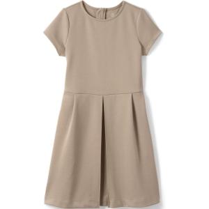 Lands’ End Girls Short Sleeve Ponte Dress(Khaki)