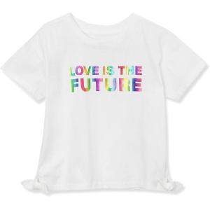 Lands’ End Girls Short Sleeve Side Tie Graphic Tee(Love is the Future)