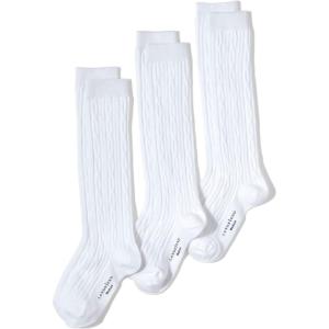 Lands’ End Girls Solid Cable Knee Socks (3-pack)(White)