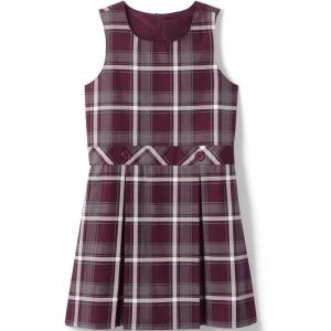 Lands’ End Girls Uniform Plaid Jumper(Burgundy/Gray Plaid)