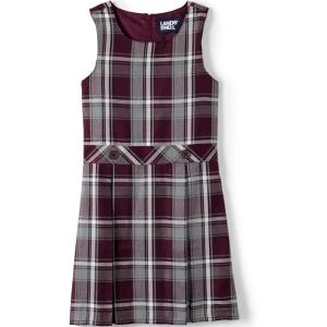 Lands’ End Girls Uniform Plaid Jumper(Plaid Burgundy/Gray)