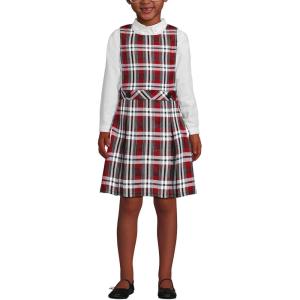 Lands’ End Girls Uniform Plaid Jumper(Red/Graphite Plaid)