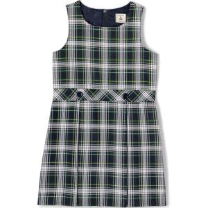 Lands’ End Girls Uniform Plaid Jumper(White/Evergreen Plaid)