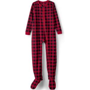 Lands’ End Kids Footed Fleece Sleeper(Red Buffalo Plaid)