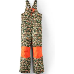 Lands’ End Kids Iron Knee Insulated Winter Snow Bibs(Green Orange Geometric Print)