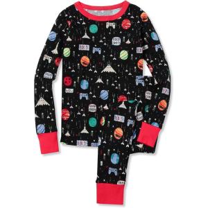 Lands’ End Kids Pattern Snug Fit Pajama Set(Black Digital Space Print)