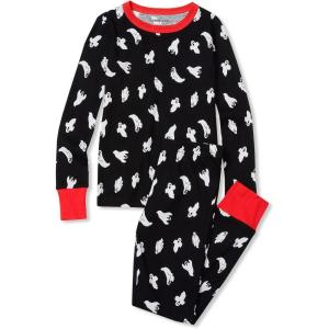 Lands’ End Kids Pattern Snug Fit Pajama Set(Black With Happy Ghosts)