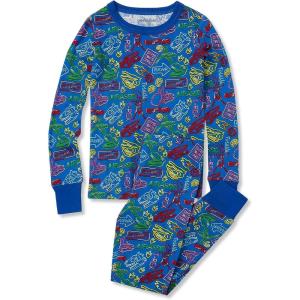 Lands’ End Kids Pattern Snug Fit Pajama Set(Cobalt Retro Dinos)