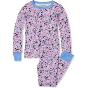 Lands’ End Kids Pattern Snug Fit Pajama Set(Doodle on Light Purple)
