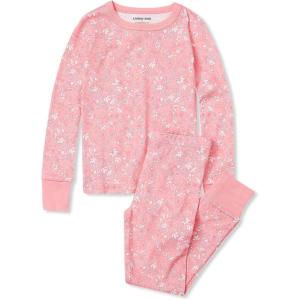 Lands’ End Kids Pattern Snug Fit Pajama Set(Florals on Coral Pink)