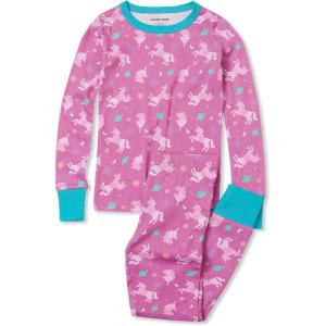 Lands’ End Kids Pattern Snug Fit Pajama Set(Fuchsia Unicorn Galaxy)