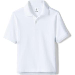 Lands’ End Kids School Uniform Polo – 100% Cotton Comfort That Lasts All Year, Easy-Care, Short Sleeve(White)