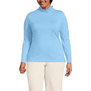 Lands’ End Lightweight Jersey Long Sleeve Turtleneck(Bermuda Blue)