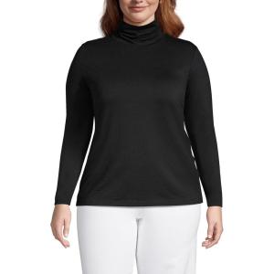 Lands’ End Lightweight Jersey Long Sleeve Turtleneck(Black)
