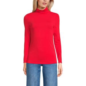 Lands’ End Lightweight Jersey Long Sleeve Turtleneck(Compass Red)