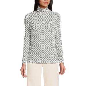 Lands’ End Lightweight Jersey Long Sleeve Turtleneck(Ivory Encircle Geo)