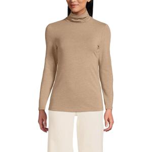 Lands’ End Lightweight Jersey Long Sleeve Turtleneck(Light Toffee Heather)
