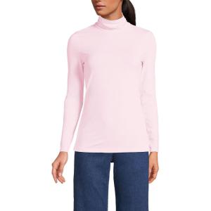 Lands’ End Lightweight Jersey Long Sleeve Turtleneck(Pink Fog)