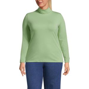 Lands’ End Lightweight Jersey Long Sleeve Turtleneck(Soft Jade)