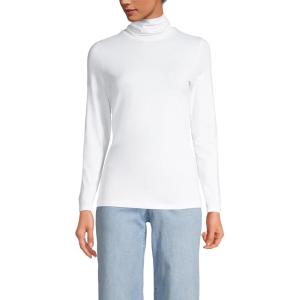 Lands’ End Lightweight Jersey Long Sleeve Turtleneck(White)