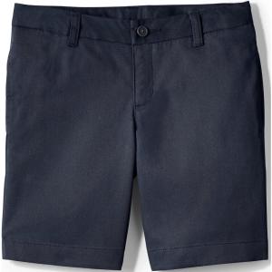 Lands’ End Little Girls Slim Plain Front Blend Chino Shorts(Classic Navy)