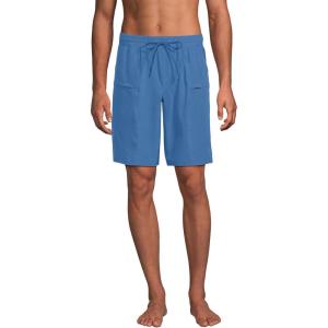 Lands’ End Men’s 9 Inch Packable Cargo Swim Shorts(Mariner Blue)