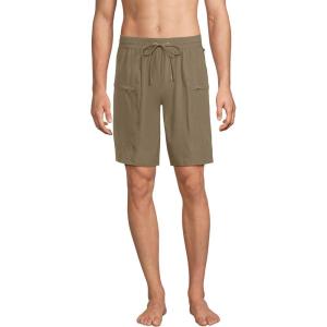 Lands’ End Men’s 9 Inch Packable Cargo Swim Shorts(Rich Khaki)