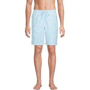 Lands’ End Men’s 9″ Volley Hydroliner Swim Trunks(Light Blue Scales)
