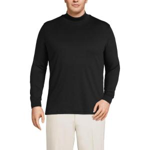 Lands’ End Men’s American-Grown Supima Cotton Mock Turtleneck Shirt(Black)