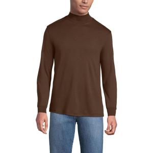 Lands’ End Men’s American-Grown Supima Cotton Mock Turtleneck Shirt(Dark Walnut Brown)