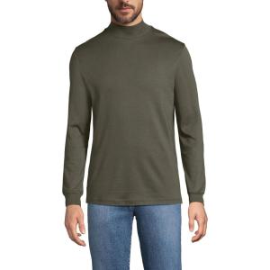 Lands’ End Men’s American-Grown Supima Cotton Mock Turtleneck Shirt(Forest Moss)