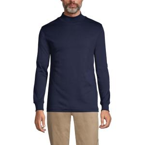 Lands’ End Men’s American-Grown Supima Cotton Mock Turtleneck Shirt(Radiant Navy)