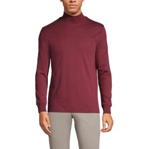 Lands’ End Men’s American-Grown Supima Cotton Mock Turtleneck Shirt(Rich Burgundy)