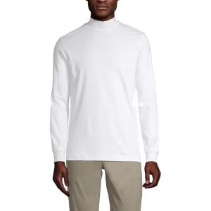 Lands’ End Men’s American-Grown Supima Cotton Mock Turtleneck Shirt(White)