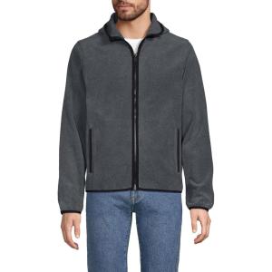Lands’ End Men’s Anyweather Fleece Hooded Full Zip Jacket(Dark Charcoal Heather)