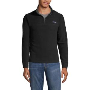 Lands’ End Men’s Anyweather Fleece Quarter Zip Pullover(Black)