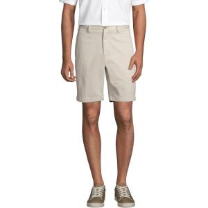 Lands’ End Men’s Big 9″ Traditional Fit No Iron Chino Shorts(Light Stone)