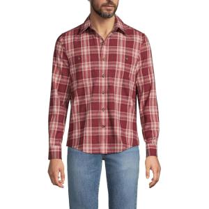 Lands’ End Men’s Coastal Flannel(Burgundy Spritz Plaid)