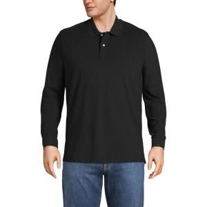 Lands’ End Men’s Comfort First Long Sleeve Solid Mesh Polo(Black)